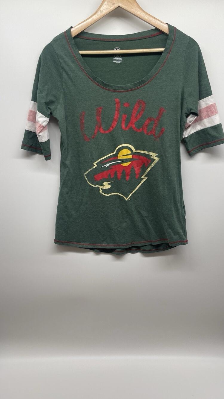 Minnesota Wild NHL Women’s Scoop Neck Graphic Tee Green Size Large Hockey